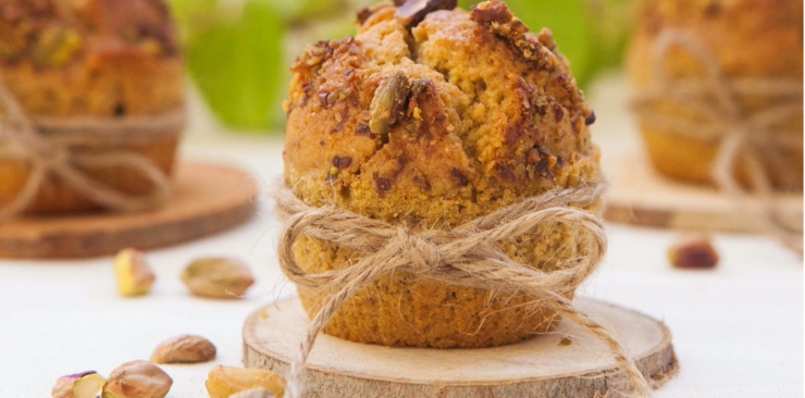 Magdalenas Sin Gluten de Trigo Sarraceno Tartario con Pistacho