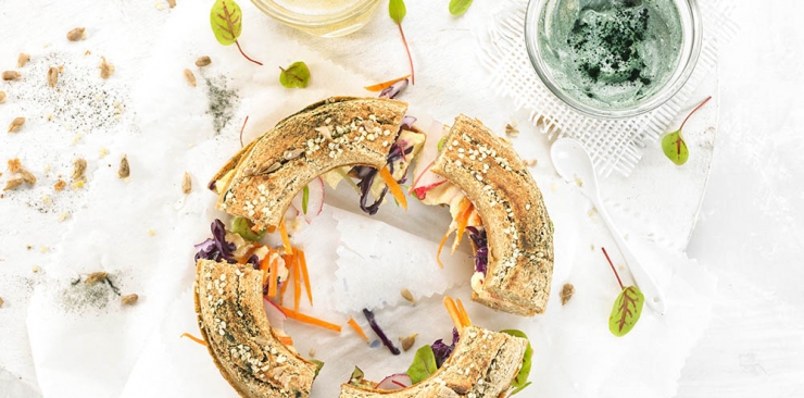 Receta de Pancake de Quinoa Germinada: Rosco con espirulina y semillas